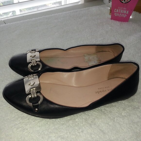 Black Worn Kate Spade Ballet Flats Womens - Picture 4 of 9